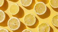 Pattern with ripe lemons on yellow background, top view. Royalty Free Stock Photo
